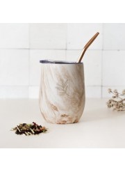 Calebasse isotherme blanc boise et sa bombilla Orginal maté | Aroma