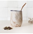 Calebasse isotherme blanc boise et sa bombilla Orginal maté | Aroma