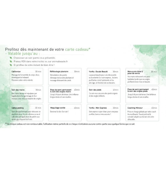 Chèque cadeau aroma box découverte - Aroma beauté | Aroma Beauté